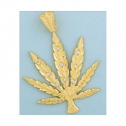 GOLDEN MARIHUANA LEAF PENDANT