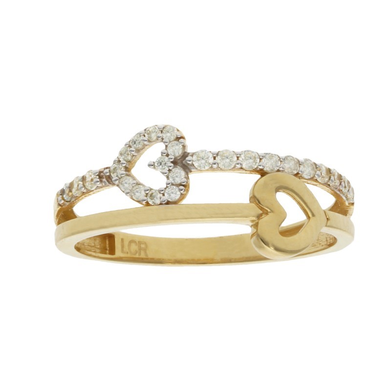 RING HEARTS IN GOLD WITH CIRCONITES